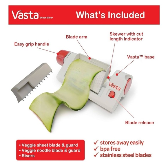 Vasta Sheet Slicer Fruit & Vegetable Slicer for Low Carb Keto Vegan Eating NWT - Picture 7 of 9